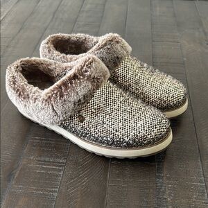 BOBS from Skechers Cream and Brown Cozy Slippers